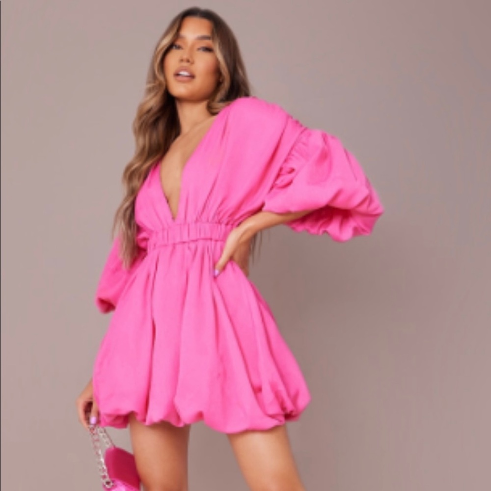 Prettylittlething puff sleeve dress